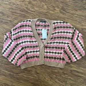 NWT Stradivarius Pink & Brown Cardigan